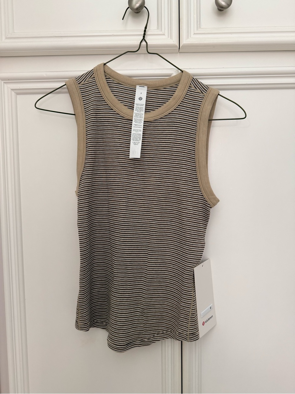 lululemon athletica Ribbed Striped Tank in Beige and Black